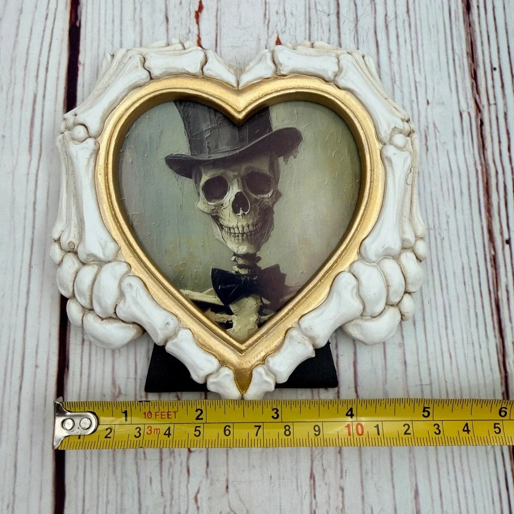 Gothic Heart Bone Frame Skeleton Top Hat Upcycled Art Print 5x5 Home Decor